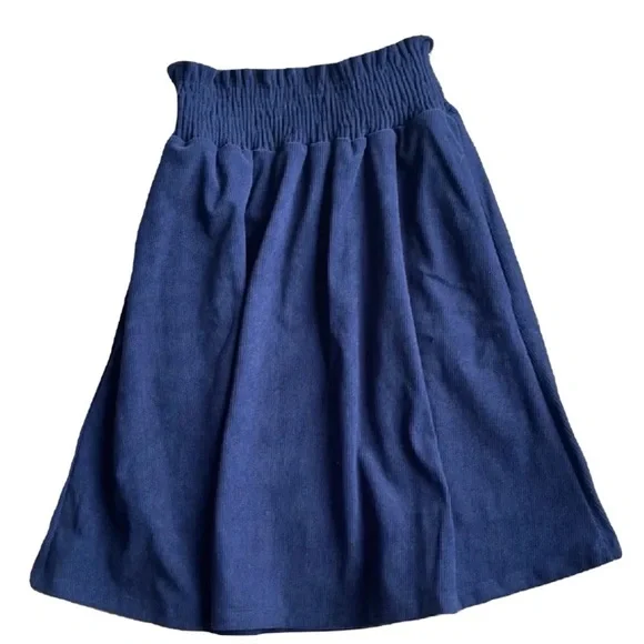 Merrick White Collection Classic Navy A-Line Corduroy Skirt - Women's Navy Skirt - Picture 2 of 4